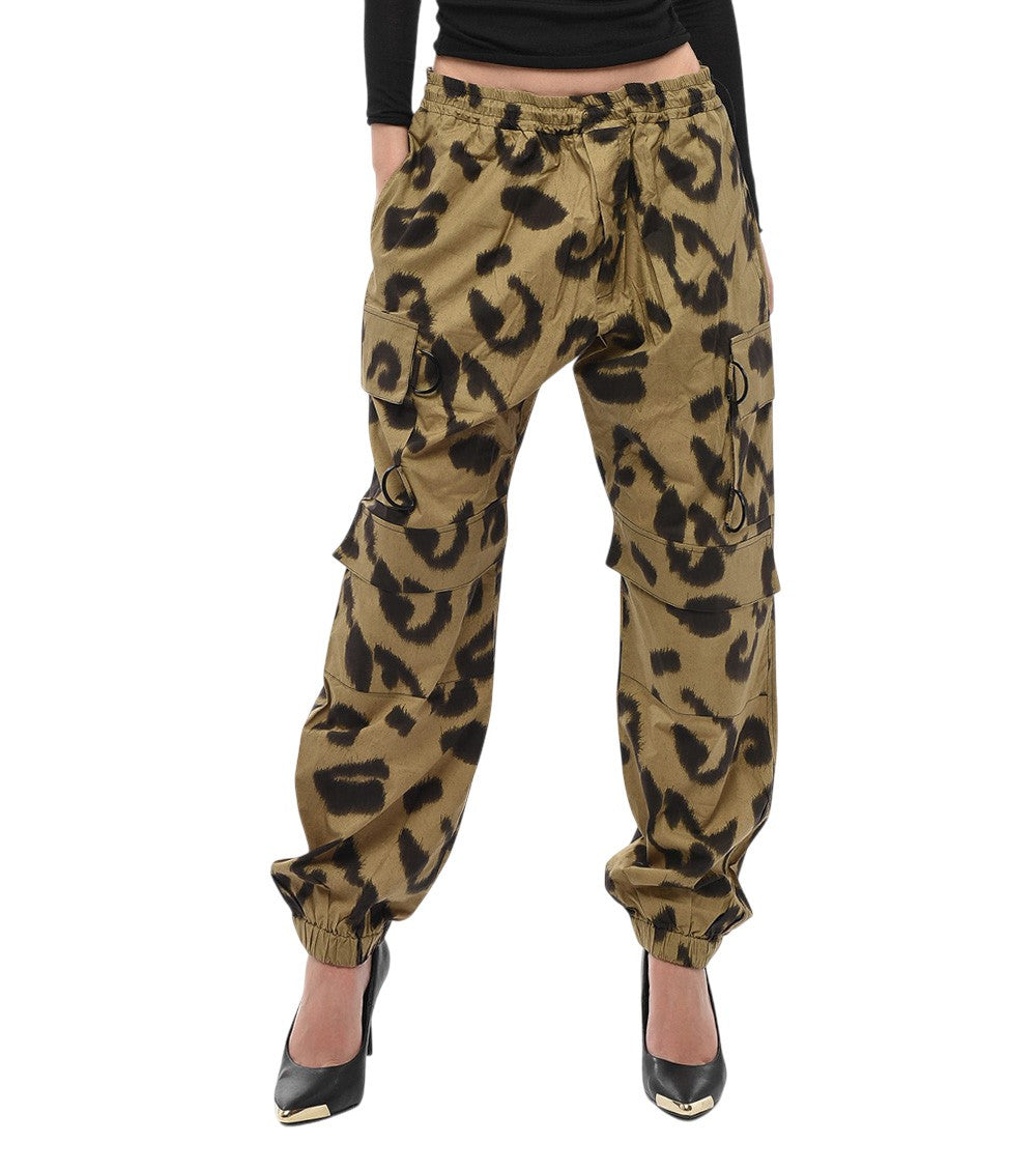 Brown Animal Print Cargos Pants 1