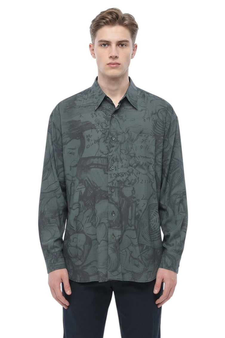 Green Graphic Print Shirt 1