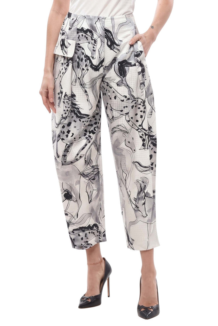 BlackWhite Straight Pleated Pants 1