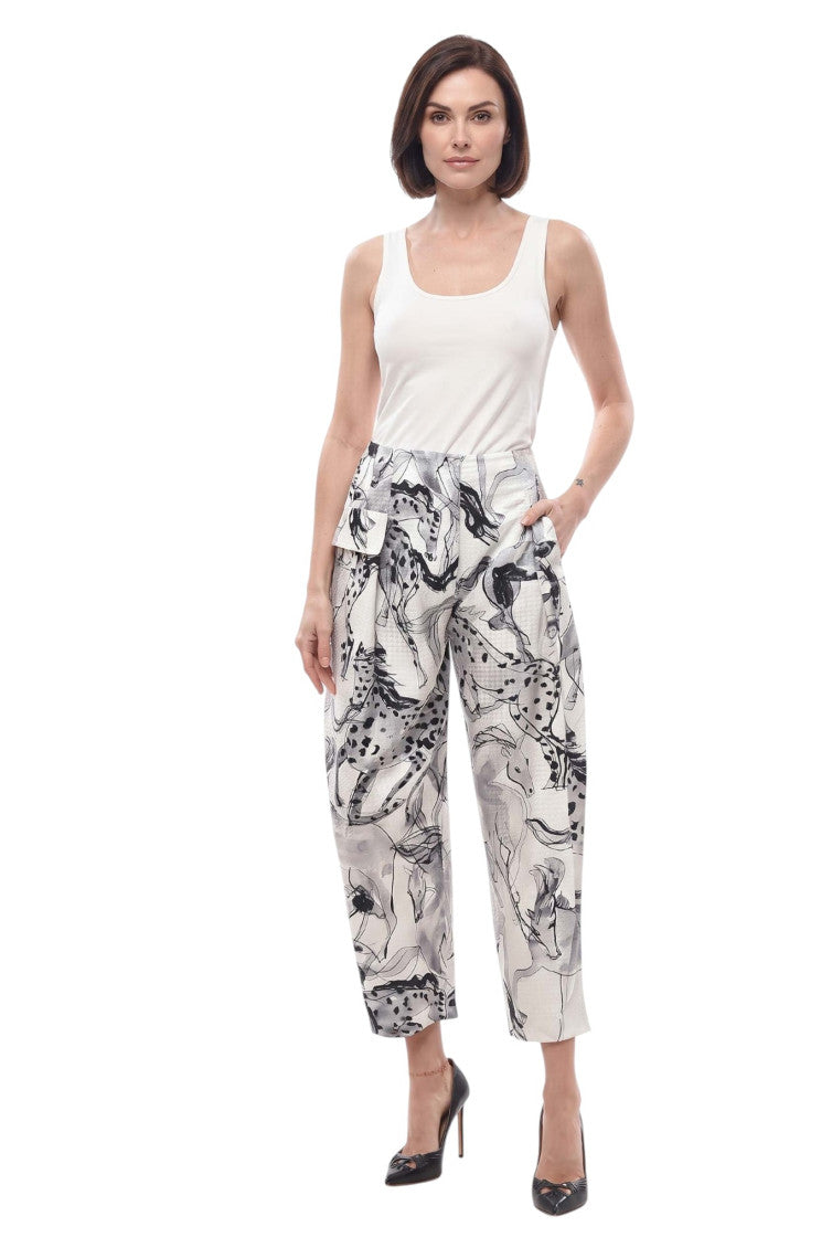 BlackWhite Straight Pleated Pants 4