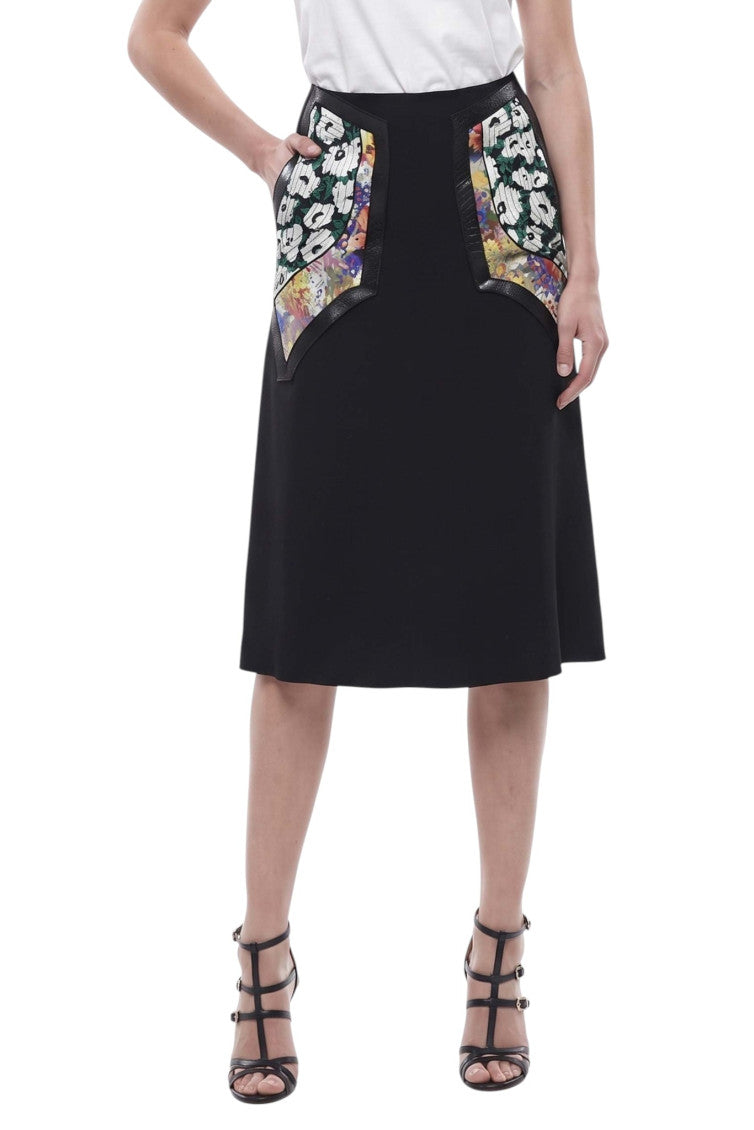 Black Floral Midi Skirt 1