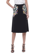Black Floral Midi Skirt 1