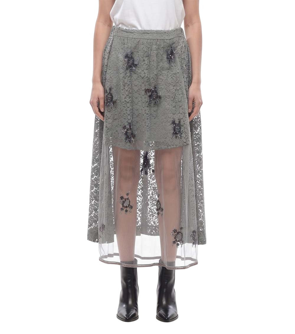 Grey Embellished Midi Skirt 1