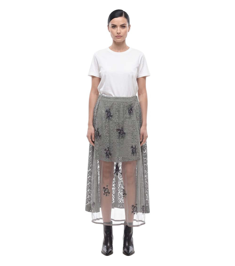 Grey Embellished Midi Skirt 4