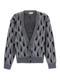 Grey Knitted V Neck Cardigan 1