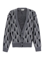 Grey Knitted V Neck Cardigan 1