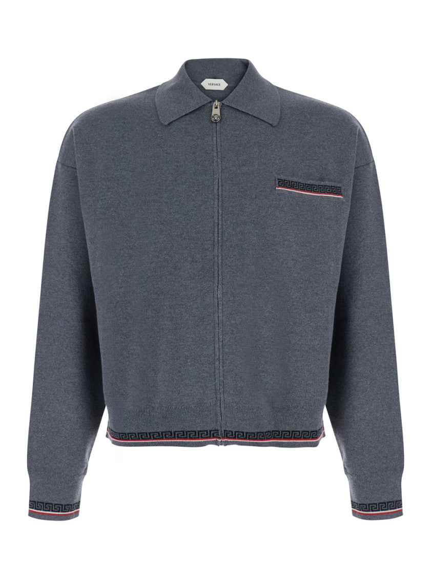 Grey Shirt Collar Sweater 1
