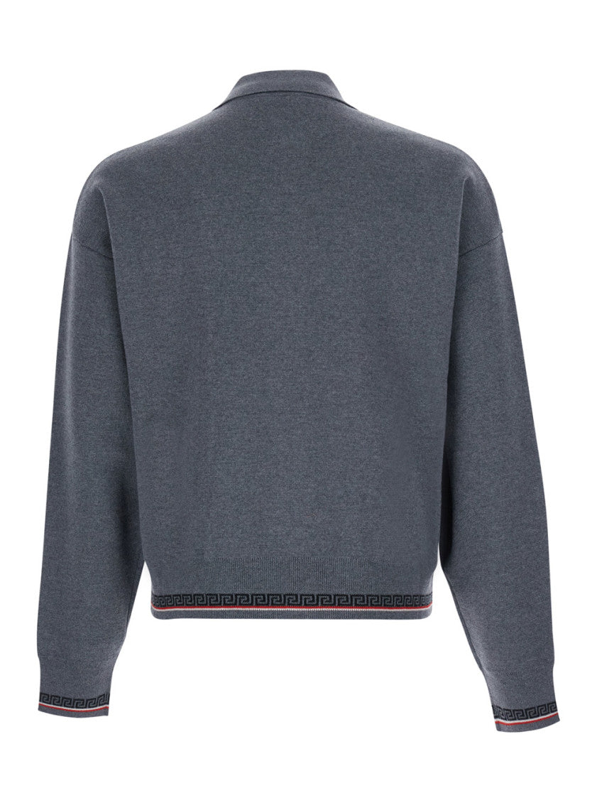 Grey Shirt Collar Sweater 2