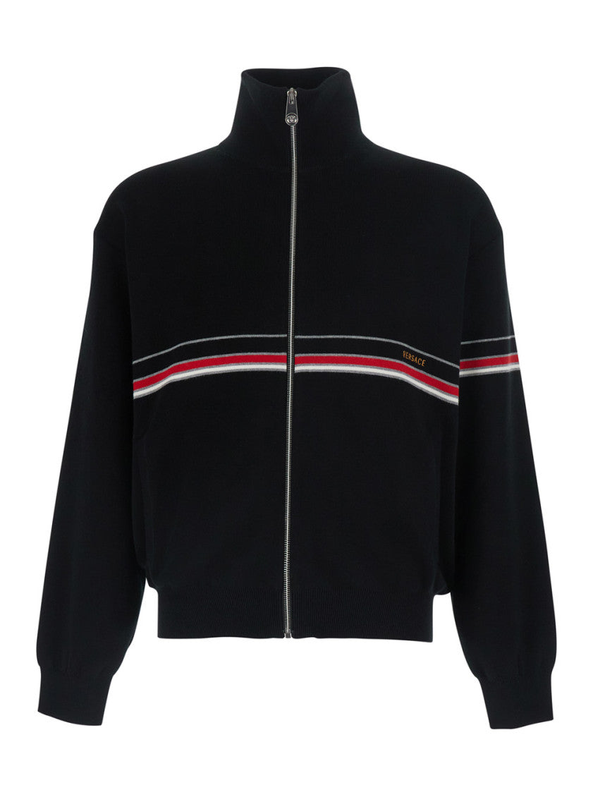 Black Knitted Zip-Up Sweater 1