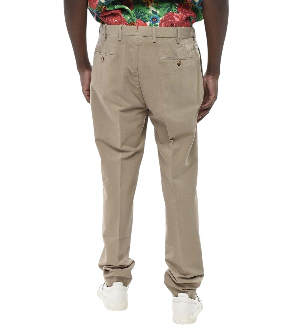 Beige Pleated Solid Trousers 2