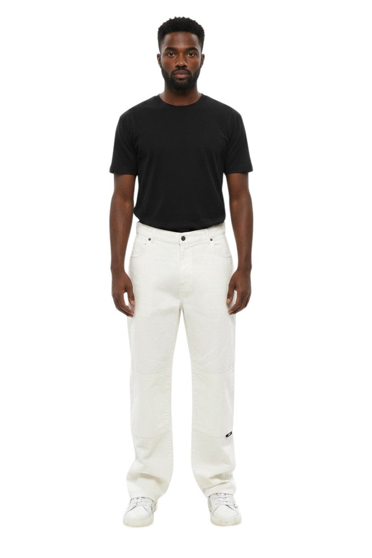 White Straight Solid Jeans 1