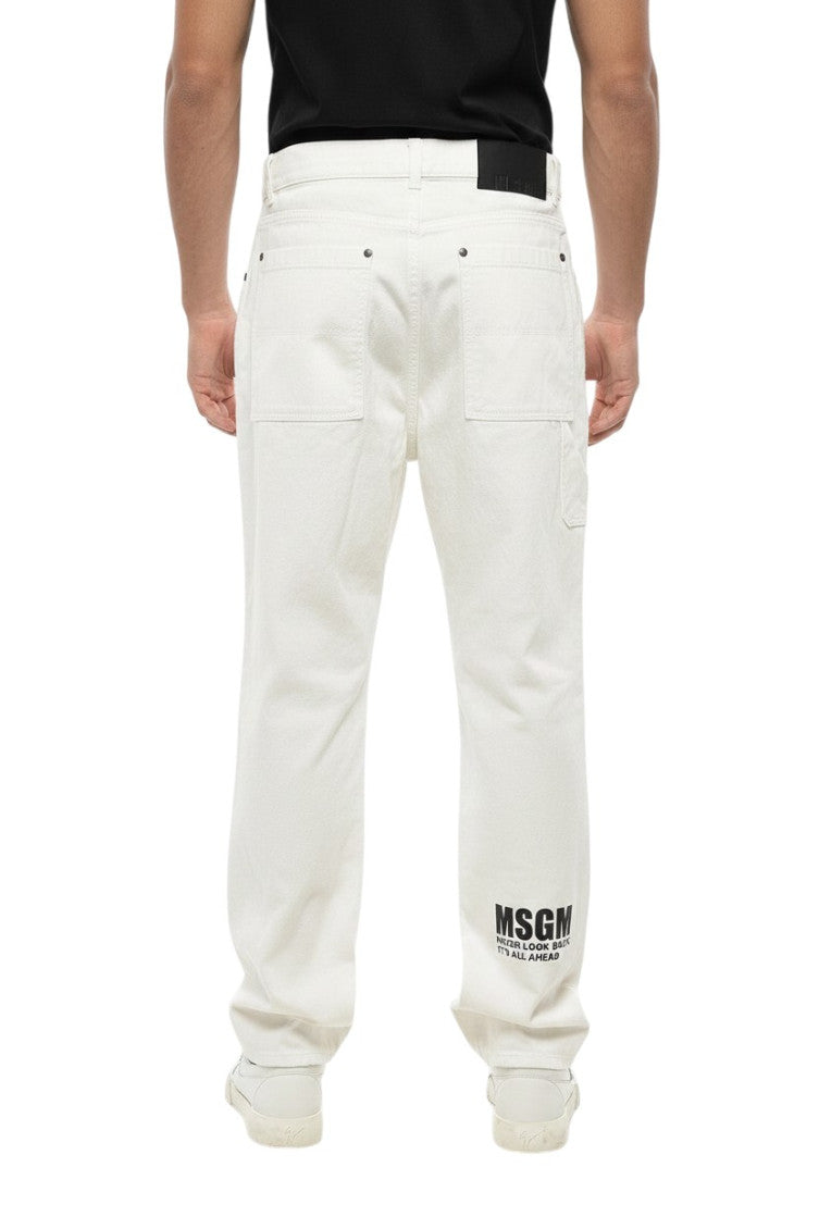 White Straight Solid Jeans 2