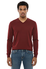 Red Slim V Neck Sweater 1