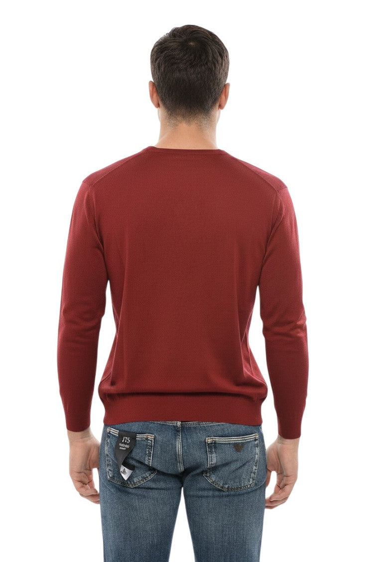 Red Slim V Neck Sweater 2