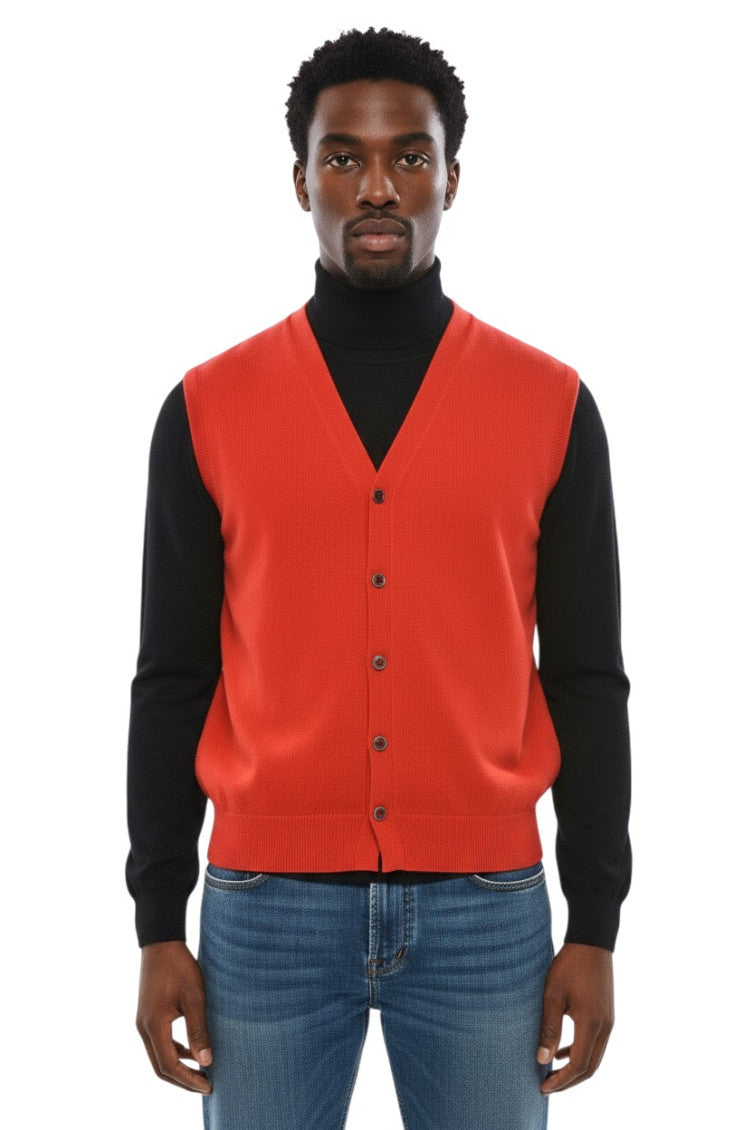 Red Sleeveless Cardigan 1