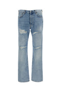 Blue Mid Rise Distressed Jeans 1