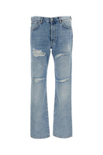 Blue Mid Rise Distressed Jeans 1