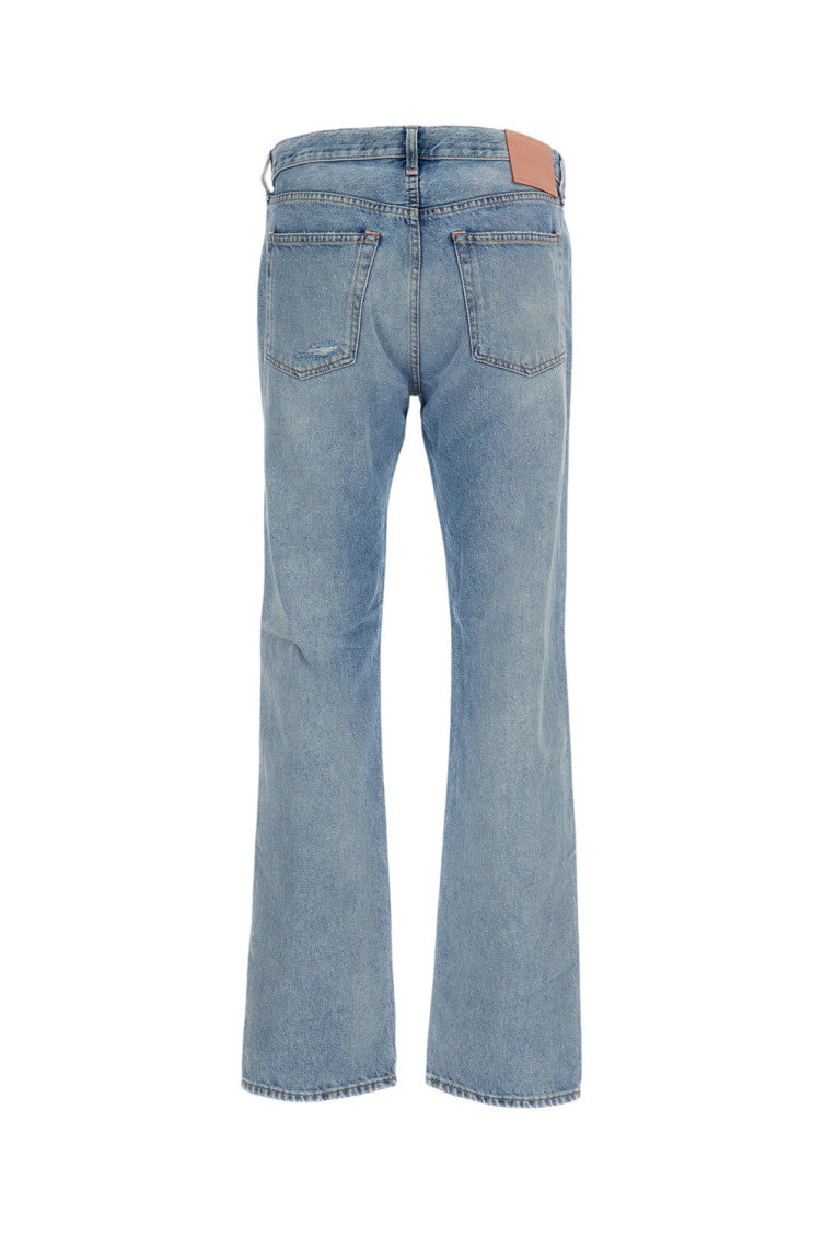 Blue Mid Rise Distressed Jeans 2
