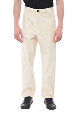 Beige Solid Cargo Trousers 1