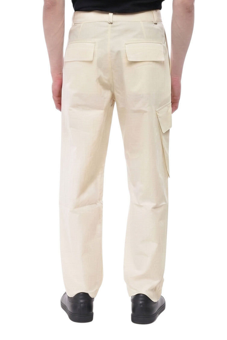 Beige Solid Cargo Trousers 2