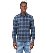 Blue Slim Plaid Shirt 1