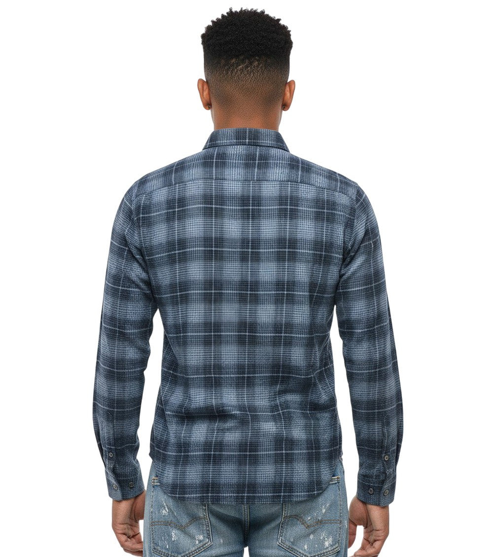 Blue Slim Plaid Shirt 2