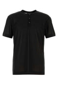 Black Solid Henley T-Shirt 1
