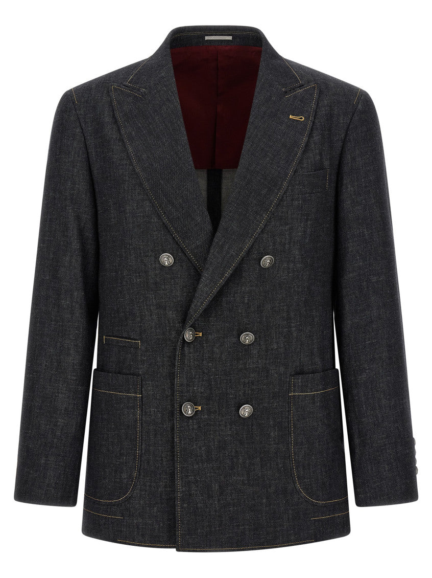 Dark Blue Peaked Lapel Blazer 1