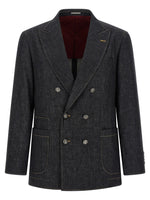 Dark Blue Peaked Lapel Blazer 1