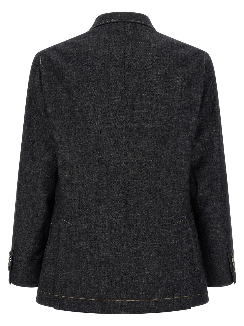 Dark Blue Peaked Lapel Blazer 2
