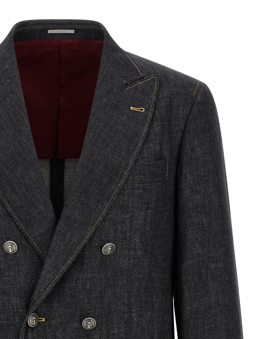Dark Blue Peaked Lapel Blazer 3