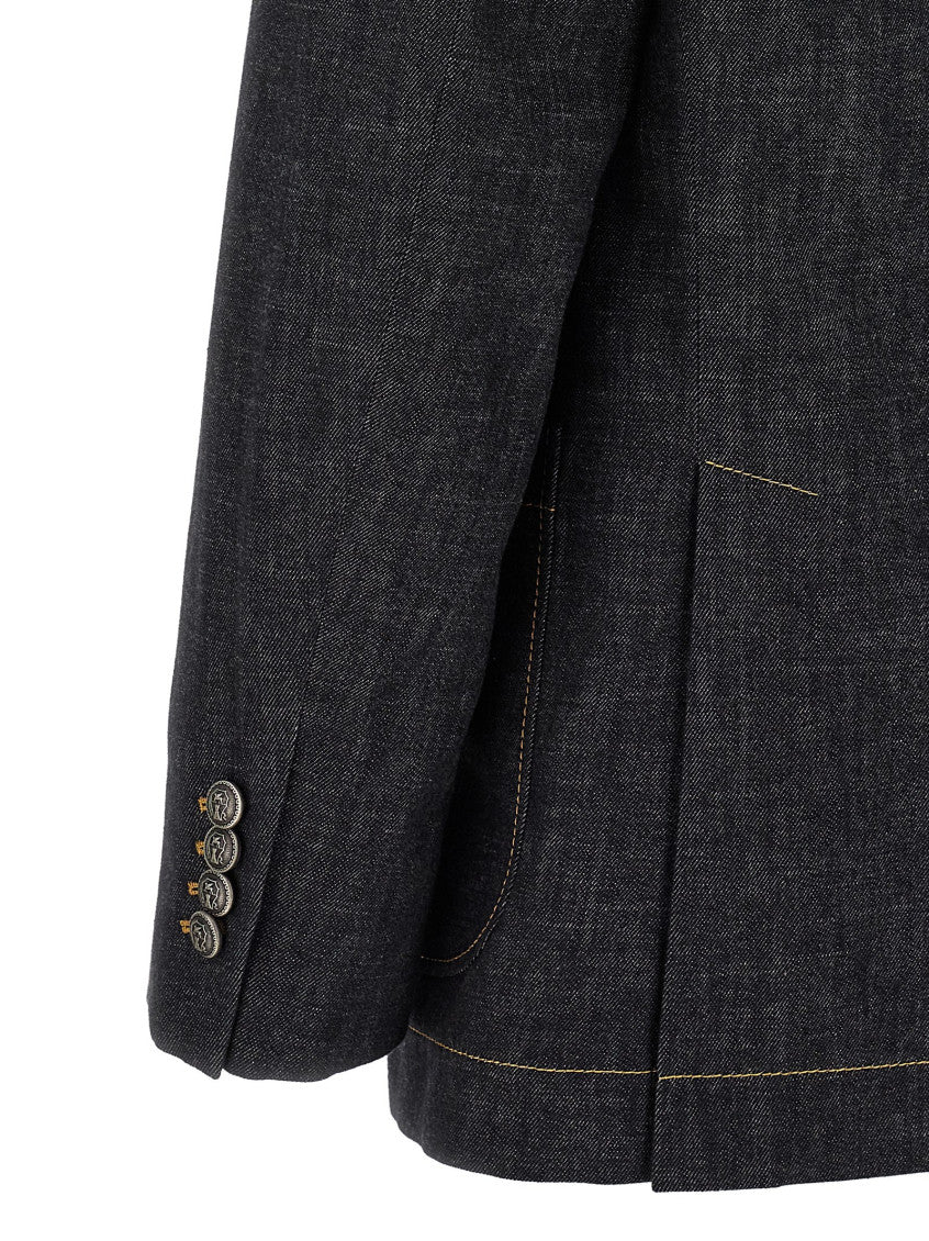 Dark Blue Peaked Lapel Blazer 4