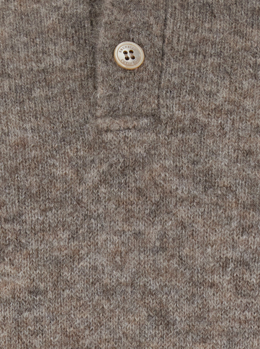 Taupe Brown Knitted Polo Sweater 3