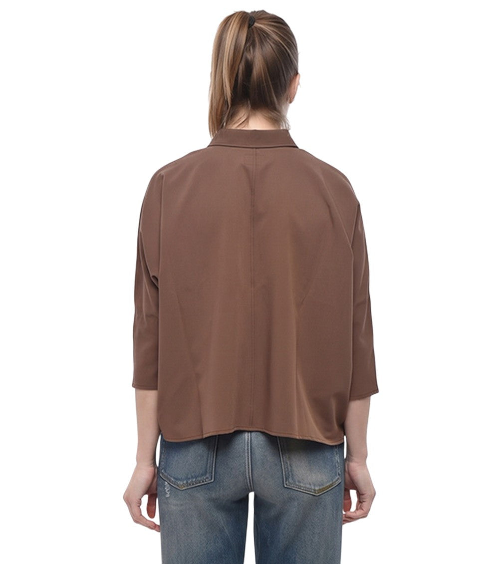 Brown Loose Solid Shirt 2