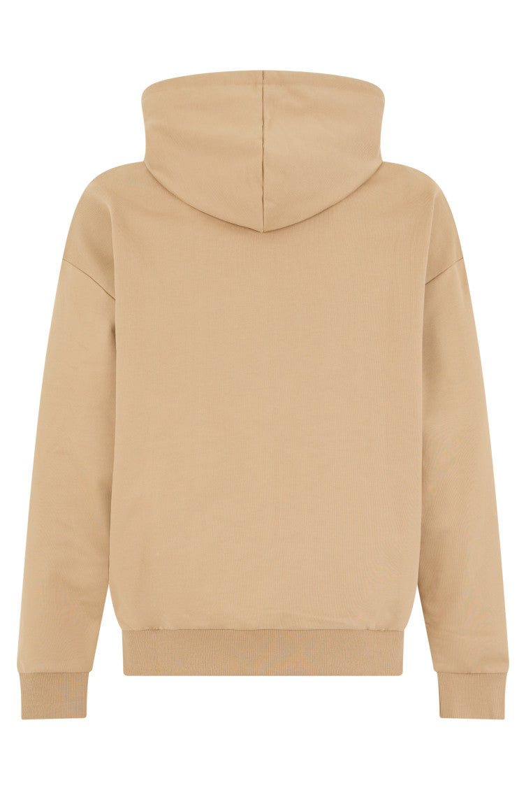 Beige Logo Regular Hoodie 2