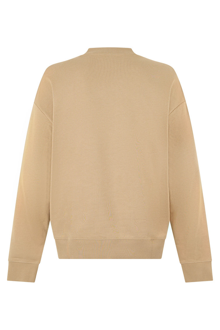 Beige Crew Neck Sweatshirt 2