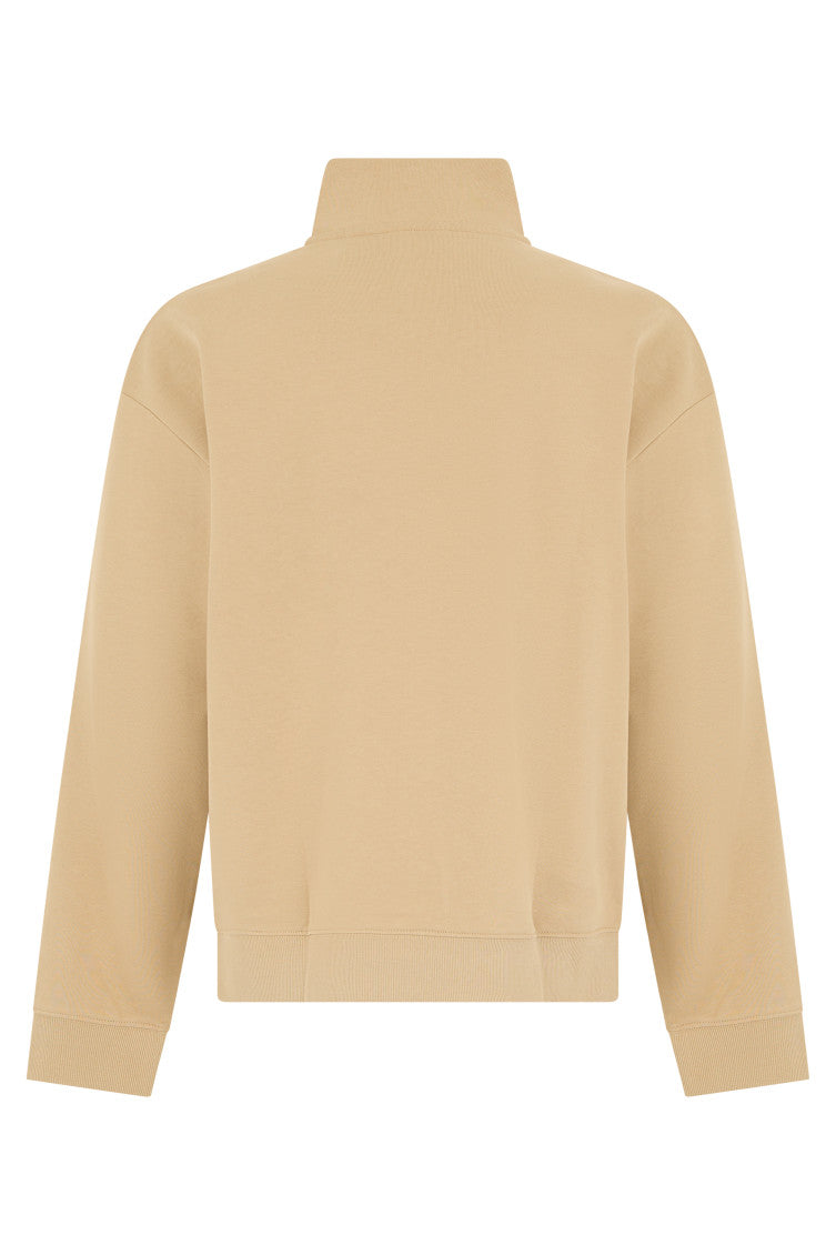 Beige Mock Collar Sweatshirt 2