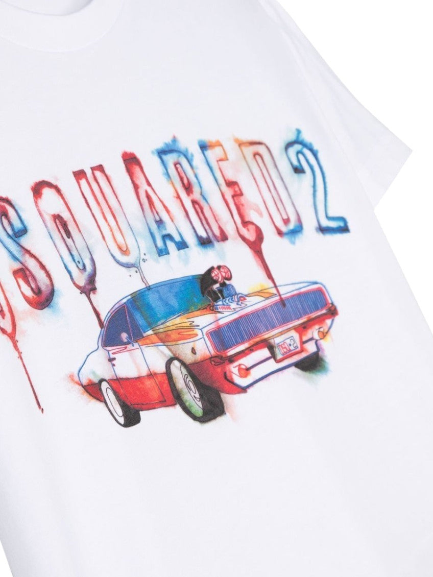 Kids White Graphic T-Shirt 3