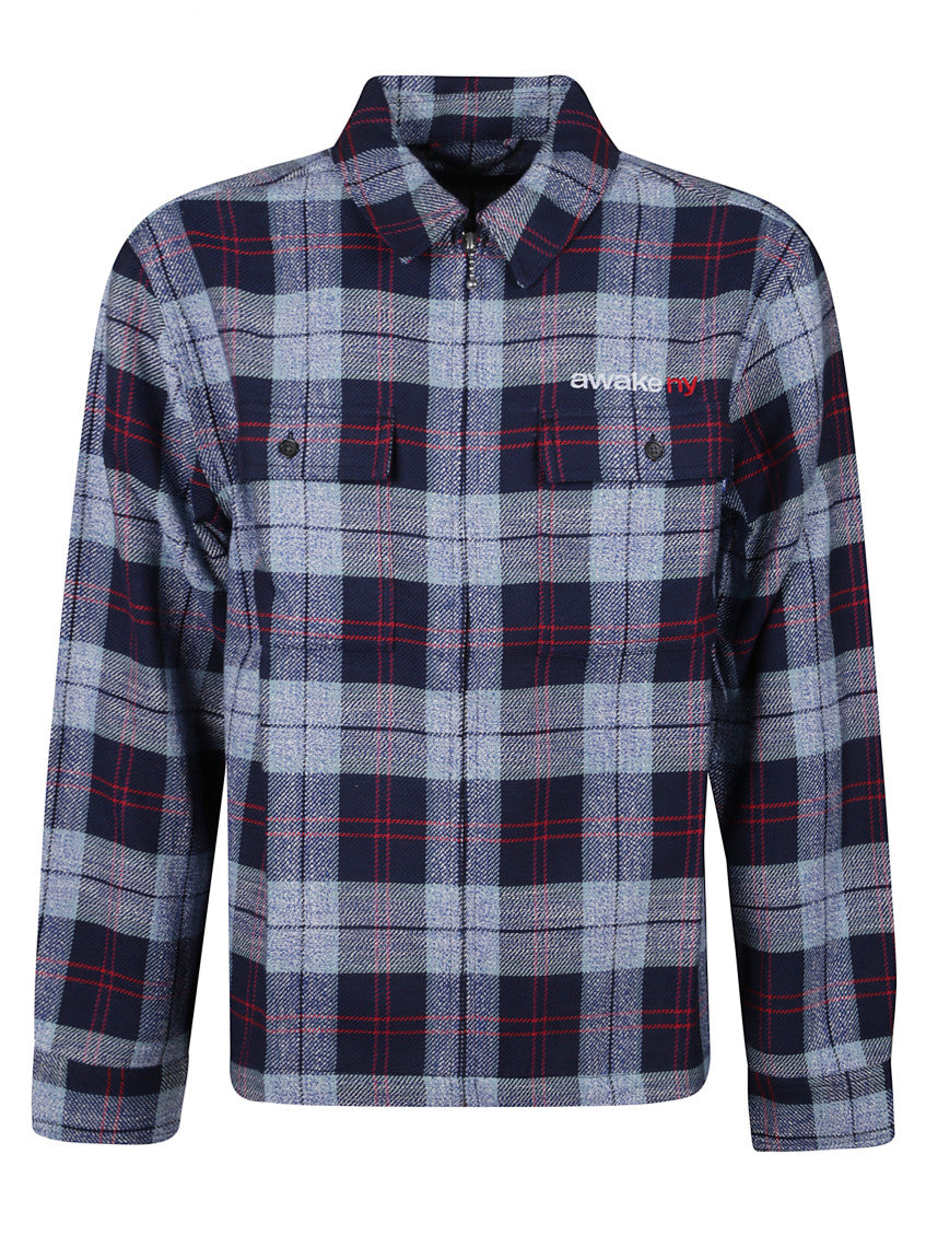 Navy Blue Check Overshirt 1