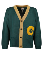 Green Wool Color-block Cardigan 1