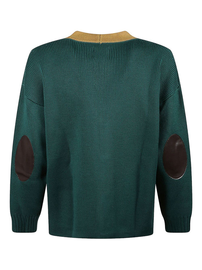 Green Wool Color-block Cardigan 4