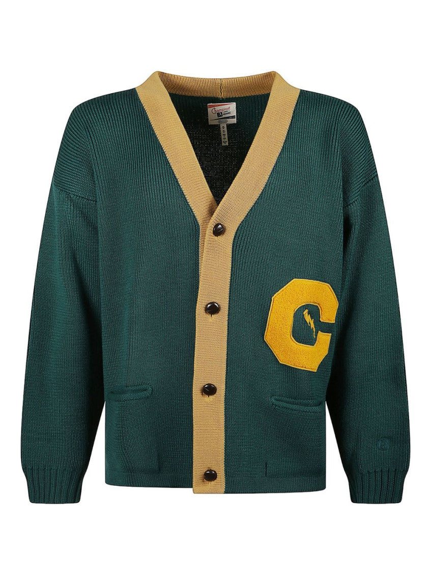 Green Wool Color-block Cardigan 5