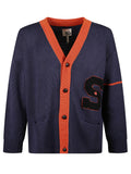 Blue Wool Color-block Cardigan 1