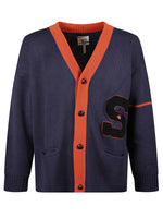 Blue Wool Color-block Cardigan 1