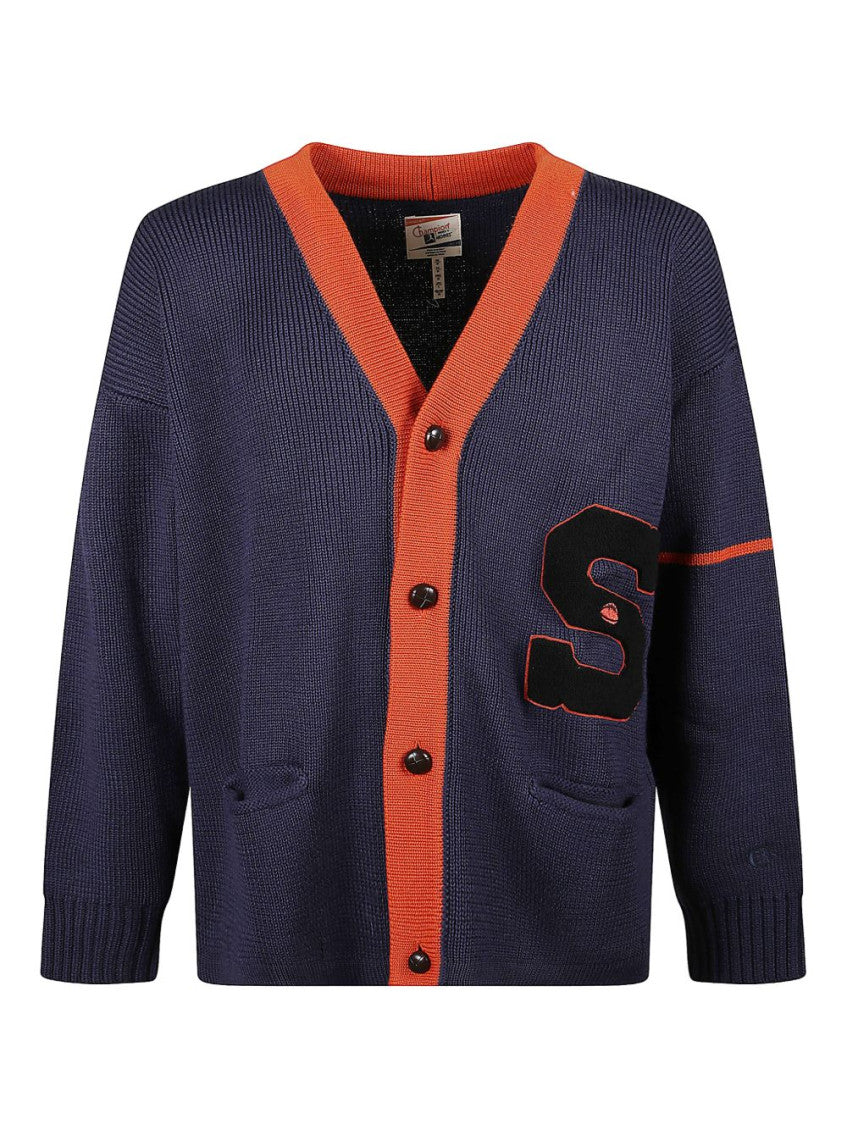 Blue Wool Color-block Cardigan 6