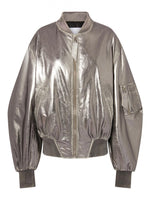 Silver Silver Mirrored Leather Bomber Jacket 1