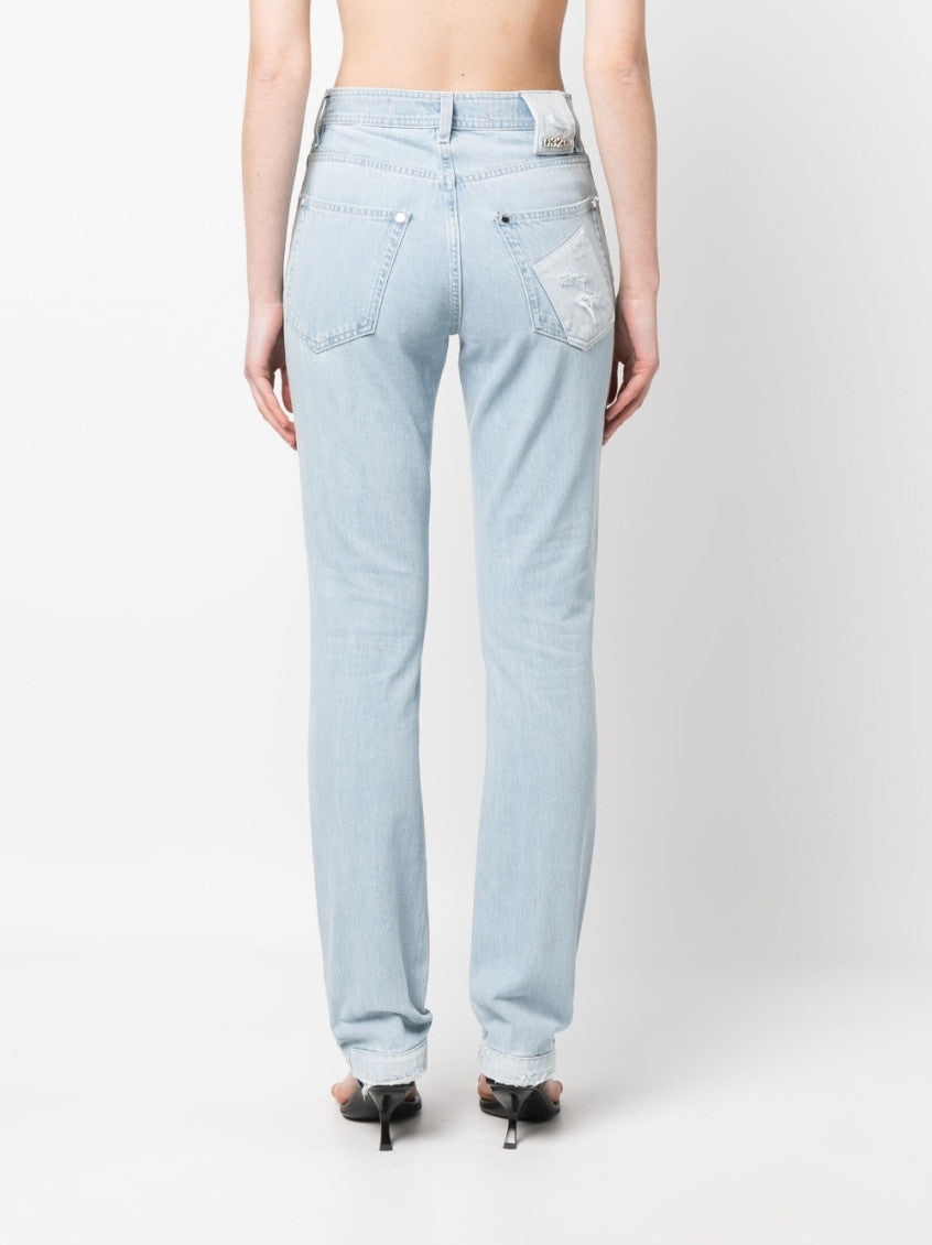 Sky Blue Patchwork Organic Cotton Jeans 5