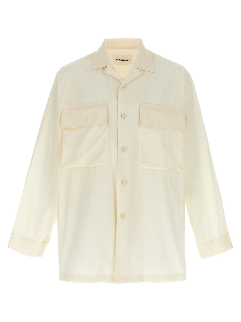 White Logo Embroidery Shirt 1