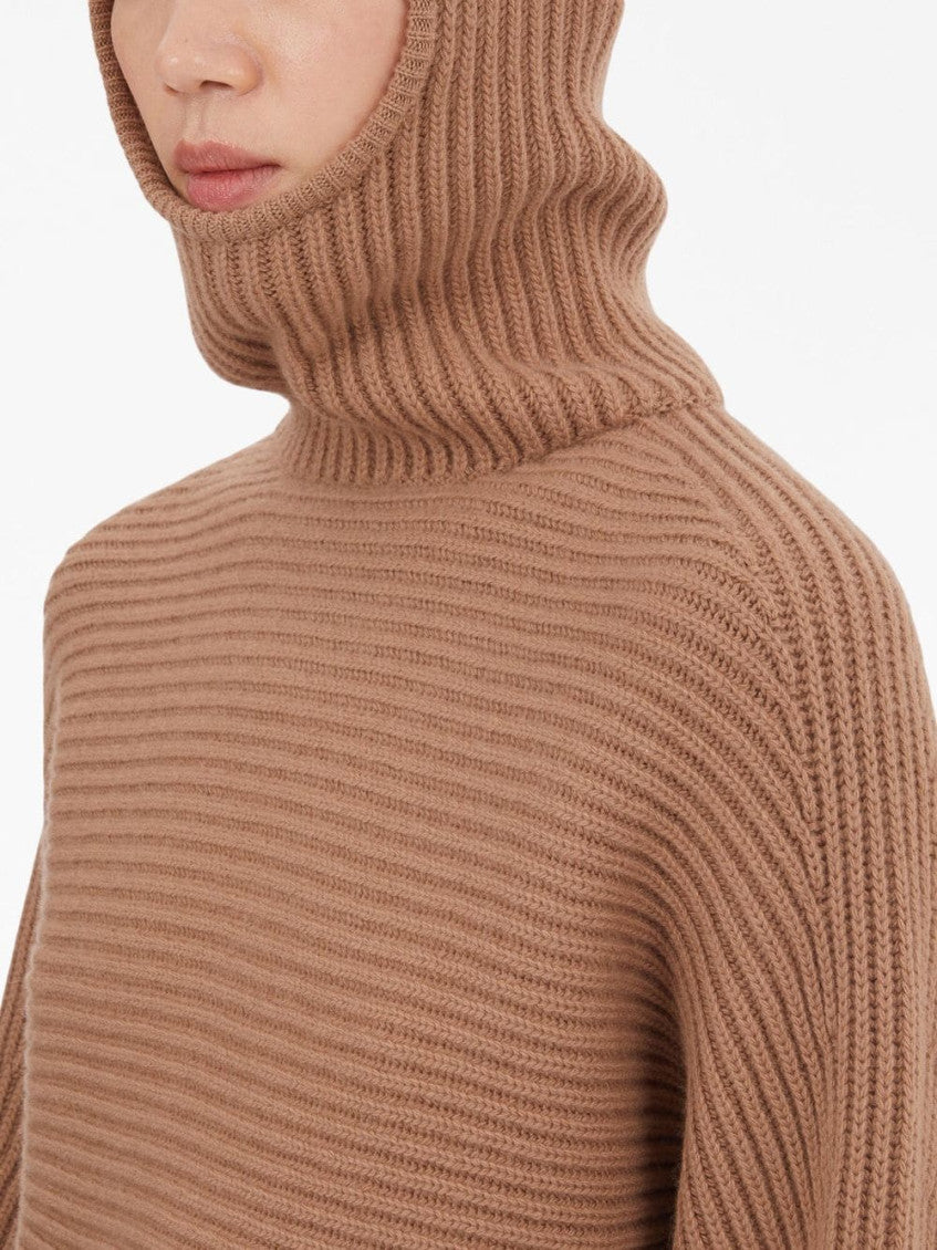 Beige Cashmere Cropped Hoodie 3