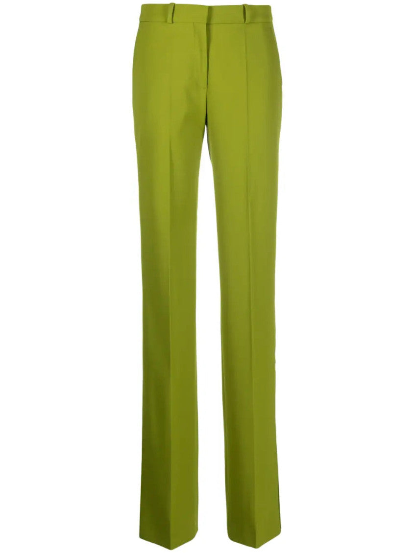 Green Pressed-crease Straight-leg Trousers 1